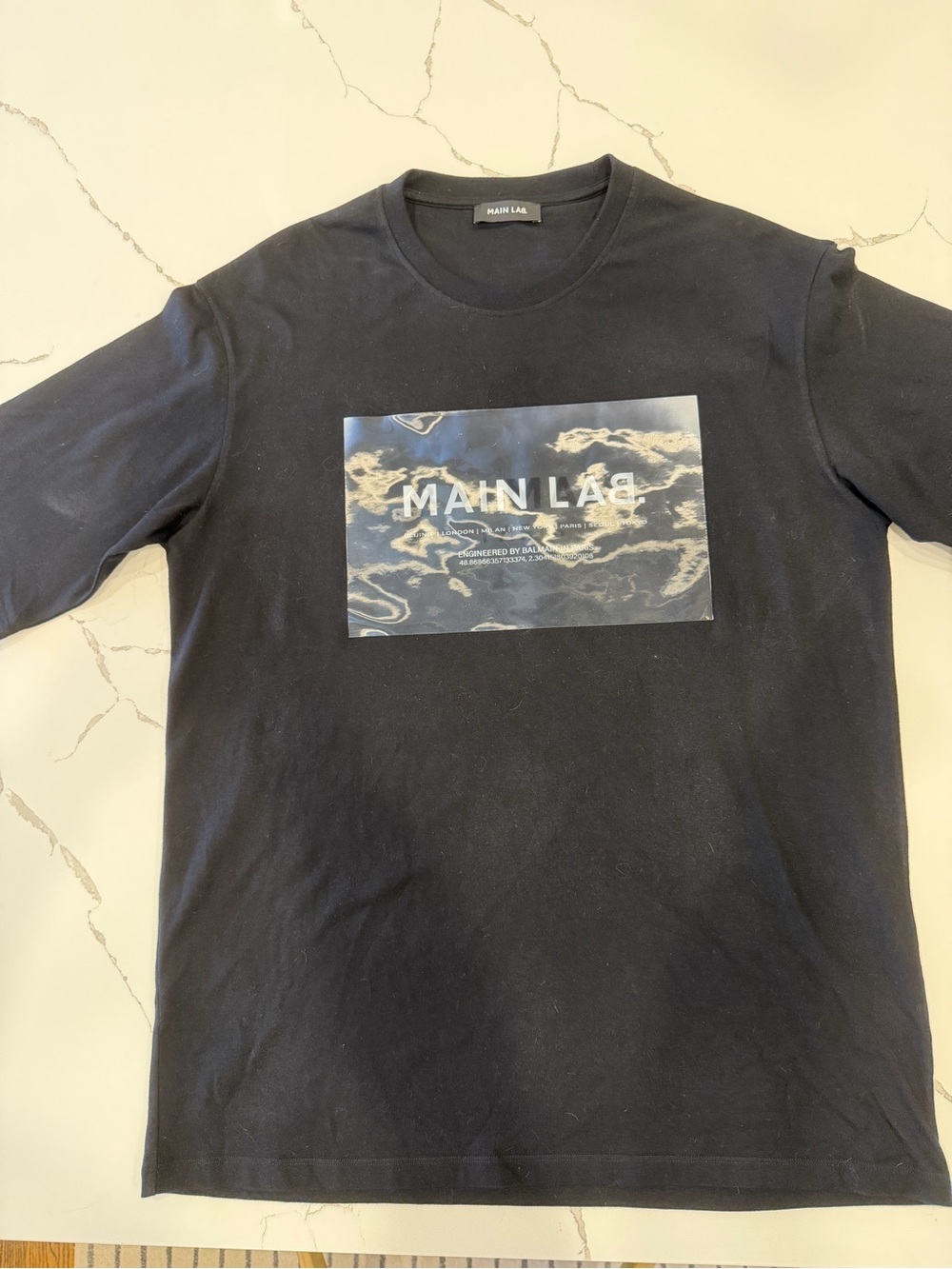 Balmain Main Lab Men’s Black Graphic T-Shirt – Size Small